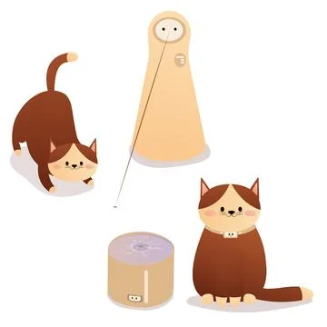 Vector illustration of a cat with smart gadgets for a pet Stock Illustration