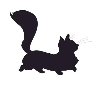 Vector illustration of a cat that is walking, drawing silhouette Stock Illustration