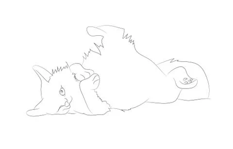 Vector illustration of a cat, which lies drawing lines Stock Illustration