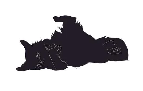 Vector illustration of a cat, which lies risk silhouette Stock Illustration
