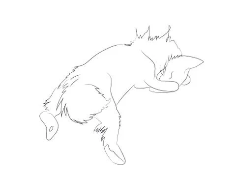 Vector illustration of a cat, which lies drawing lines Illustrazione stock
