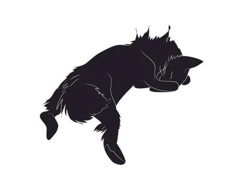 Vector illustration of a cat, which lies risk silhouette Stock-Illustration