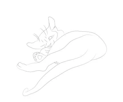 Vector illustration of a cat, which lies drawing lines Stock Illustration