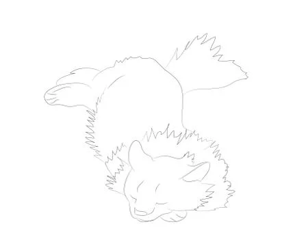 Vector illustration of a cat, which lies drawing lines Stock-Illustration