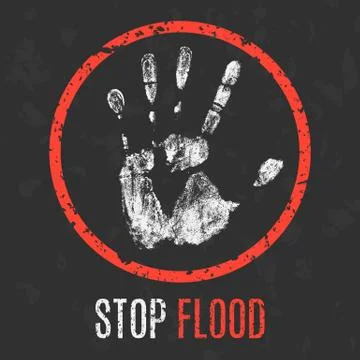 Vector illustration. Cataclysms. Stop flood. イラスト素材