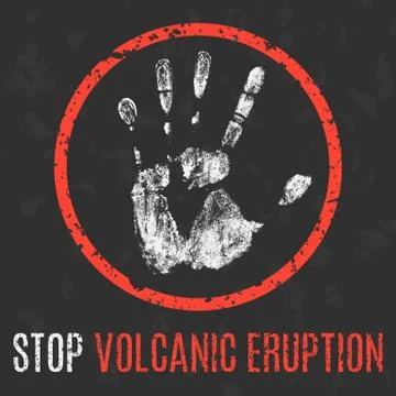 Vector illustration. Cataclysms. Stop volcanic eruption. Illustrazione stock