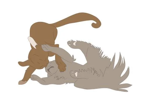 Vector illustration of cats that are fighting, color Illustrazione stock
