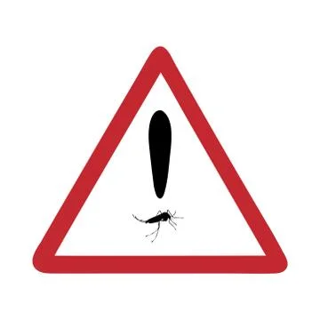 Vector illustration caution mosquito on white background. Symbol of attention Illustrazione stock