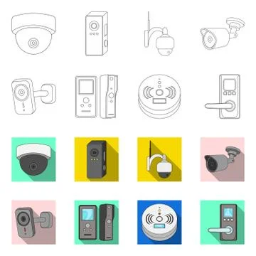 Vector illustration of cctv and camera symbol. Collection of cctv and system Stock Illustration