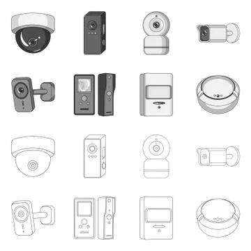 Vector illustration of cctv and camera logo. Set of cctv and system vector icon Stock Illustration