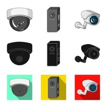 Vector illustration of cctv and camera sign. Set of cctv and system stock vector Stock Illustration
