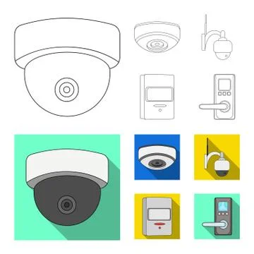 Vector illustration of cctv and camera logo. Collection of cctv and system stock Stock Illustration