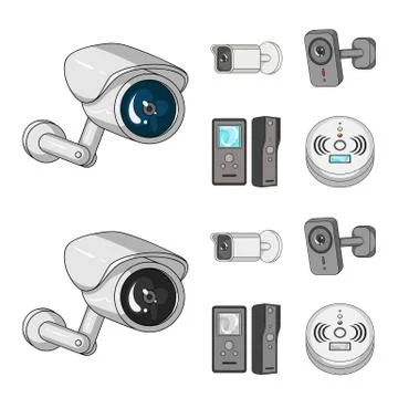Vector illustration of cctv and camera symbol. Collection of cctv and system Stock Illustration