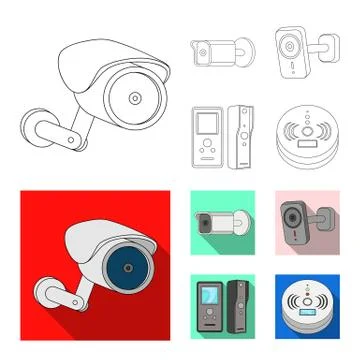 Vector illustration of cctv and camera sign. Collection of cctv and system stock Stock Illustration