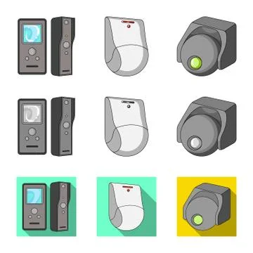 Vector illustration of cctv and camera sign. Collection of cctv and system stock Stock Illustration