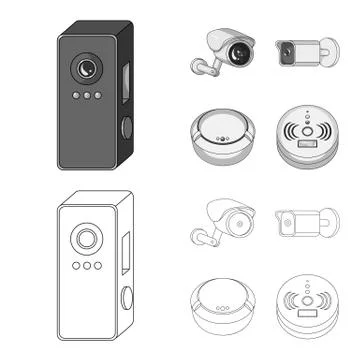 Vector illustration of cctv and camera symbol. Collection of cctv and system Stock Illustration