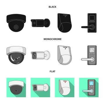 Vector illustration of cctv and camera logo. Set of cctv and system stock symbol Stock-Illustration