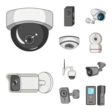 Vector illustration of cctv and camera icon. Set of cctv and system stock vector Stock Illustration
