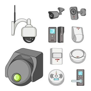 Vector illustration of cctv and camera icon. Set of cctv and system stock vector Stock Illustration