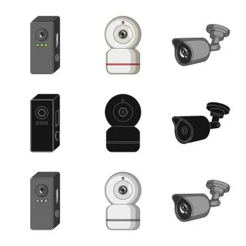 Vector illustration of cctv and camera logo. Collection of cctv and system stock Stock Illustration