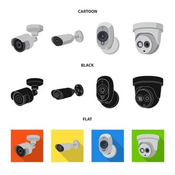 Vector illustration of cctv and camera sign. Collection of cctv and system Stock Illustration