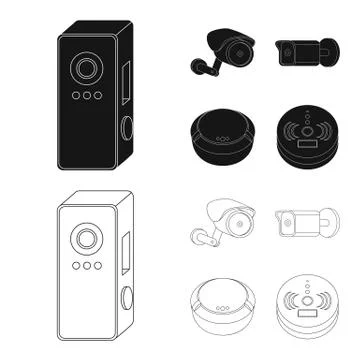Vector illustration of cctv and camera sign. Set of cctv and system stock symbol Stock Illustration