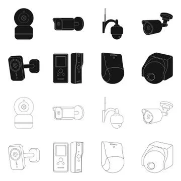 Vector illustration of cctv and camera sign. Set of cctv and system vector icon Stock Illustration