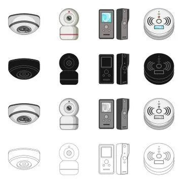 Vector illustration of cctv and camera sign. Collection of cctv and system stock Illustrazione stock