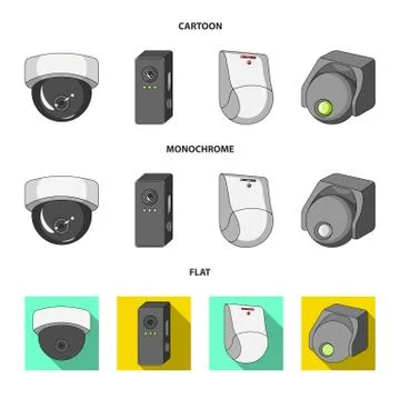 Vector illustration of cctv and camera symbol. Collection of cctv and system Stock Illustration