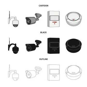 Vector illustration of cctv and camera symbol. Set of cctv and system vector Stock Illustration