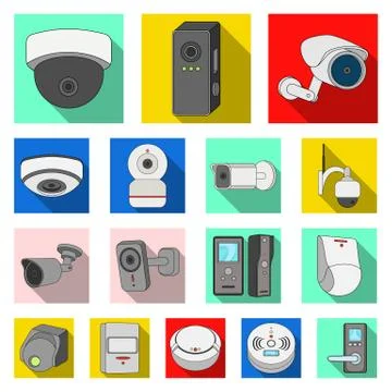 Vector illustration of cctv and camera logo. Collection of cctv and system stock Stock Illustration