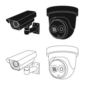 Vector illustration of cctv and camera symbol. Collection of cctv and system Stock Illustration