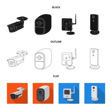 Vector illustration of cctv and camera sign. Collection of cctv and system stock Stock Illustration