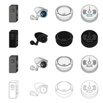 Vector illustration of cctv and camera logo. Set of cctv and system stock symbol Stock Illustration