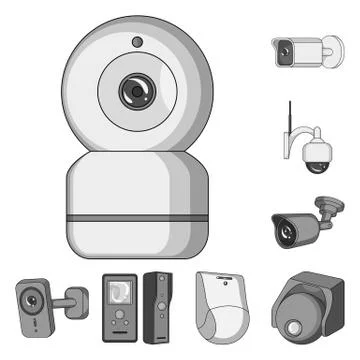 Vector illustration of cctv and camera logo. Collection of cctv and system stock Stock Illustration