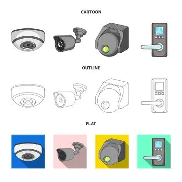 Vector illustration of cctv and camera logo. Set of cctv and system stock vector Stock Illustration