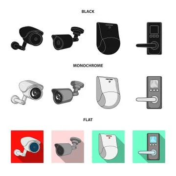 Vector illustration of cctv and camera icon. Set of cctv and system vector icon Stock Illustration