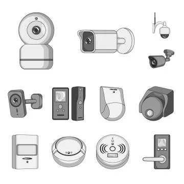 Vector illustration of cctv and camera logo. Set of cctv and system stock symbol Stock Illustration