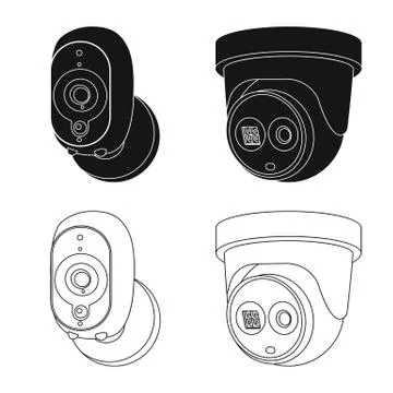 Vector illustration of cctv and camera sign. Collection of cctv and system stock イラスト素材