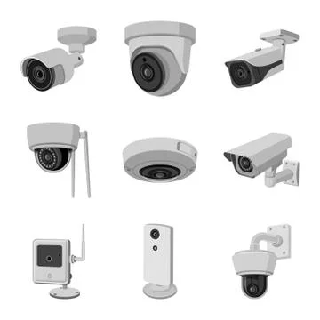 Vector illustration of cctv and camera logo. Collection of cctv and system stock 스톡 일러스트