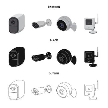 Vector illustration of cctv and camera symbol. Collection of cctv and system Stock Illustration