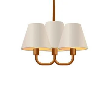 Vector illustration of ceiling lamp with three shades. Interior lighting. Stock Illustration