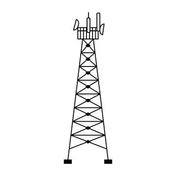 Vector illustration of a cellular communication tower. 5G, 4g signal distribu Stock Illustration