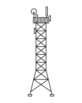 Vector illustration of a cellular communication tower. 5G, 4g signal distribu Stock Illustration