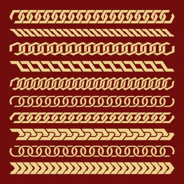 Vector illustration of chain pattern set of braided ropes Stock Illustration