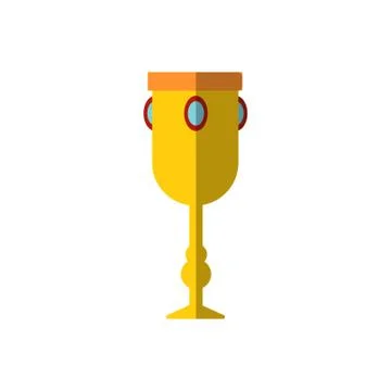 Vector illustration of chalice with gemstones. Flat icon of cup, goblet isolated Stock Illustration
