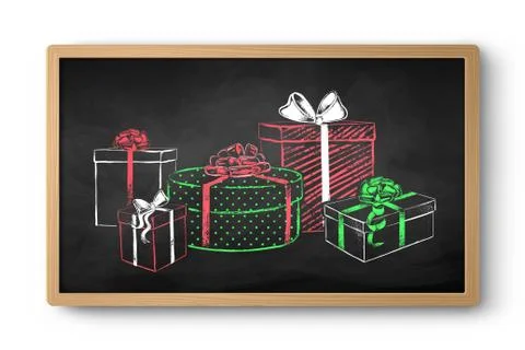 Vector illustration of chalk drawn gift boxes Stock Illustration