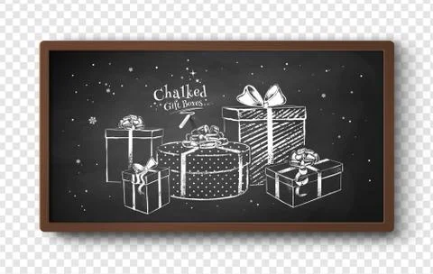 Vector illustration of chalk drawn gift boxes Stock Illustration