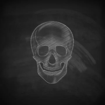 Vector illustration of a chalk human skull on a blackboard background Stock Illustration