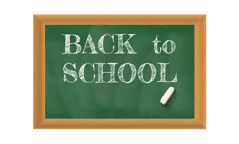 Vector illustration of a chalkboard and chalks with text back to school. Ba.. Stock Illustration